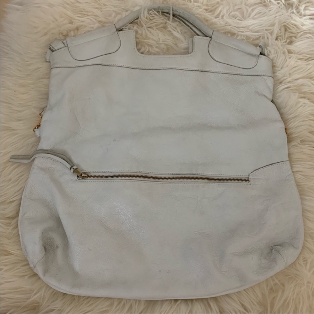 Anna Corinna mid city tote White leather hobo crossbody tote